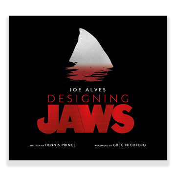 Book cover of 'Designing Jaws' by Joe Alves with a shark silhouette and red text on a black background.